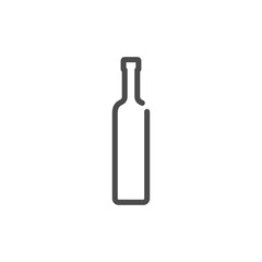 Vodka bottle in flat style on white background. Simple template design. Beverage icon design. Isolated illustration outline object. One line symbol of an alcoholic drink. Single shape drink product