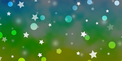 Light Multicolor vector texture with circles, stars. Abstract illustration with colorful shapes of circles, stars. Pattern for trendy fabric, wallpapers.