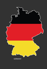 Fototapeta premium Sticker outline map of the Germany, flag Germany.