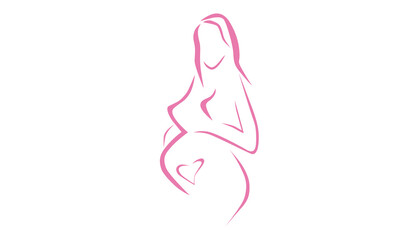 Pregnant Belly Illustration. Pregnant Woman Symbol, Isolated Icon Stylized Sketch