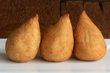 Coxinha. Traditional brazilian deep fried chicken snack. Brazilian food.