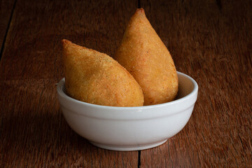 Coxinha. Traditional brazilian deep fried chicken snack. Brazilian food.