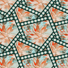 Geometric seamless pattern with ornaments.