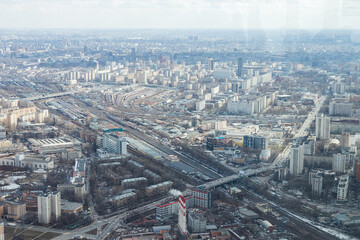 Russia, Moscow, 2019: view from the Ostankino TV tower to the city panorama