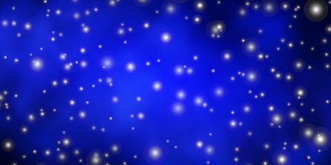 Dark BLUE vector template with neon stars. Shining colorful illustration with small and big stars. Best design for your ad, poster, banner.