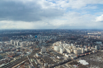 Russia, Moscow, 2019: view from the Ostankino TV tower to the city panorama