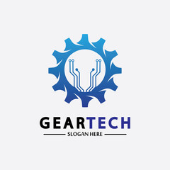 Tech gear logo vector design template. Technology Logo Template Design Vector, Emblem, Design Concept, Creative Symbol, Icon