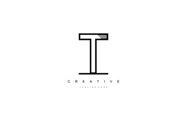 T Letter Monogram Line Dots Shadow Logotype