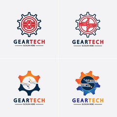 Tech gear logo vector design template. Technology Logo Template Design Vector, Emblem, Design Concept, Creative Symbol, Icon