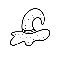 a witch's hat isolated on a white background. Design for Halloween, parties and holidays. Vector illustration in the Doodle style
