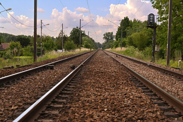 Train tracks in the countryside close to Paris