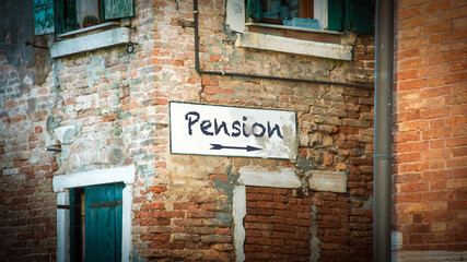 Obraz na płótnie Canvas Street Sign to Pension