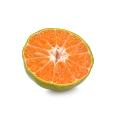 tangerine or mandarin fruit with leaves isolated on white background