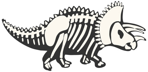 X-Ray Dino Skeleton Triceratops clipart hand drawn isolated on white background © Anastasiia