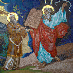 Obraz premium Mosaic panel on a religious theme in the Orthodox Church. City of Kirovograd, Ukraine in 2019