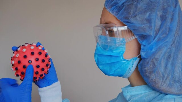 A doctor in a protective medical mask against coronavirus infection and bubonic plague.