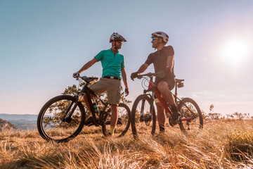 Fototapeta premium Man riding his mountain bike outdoor in nature