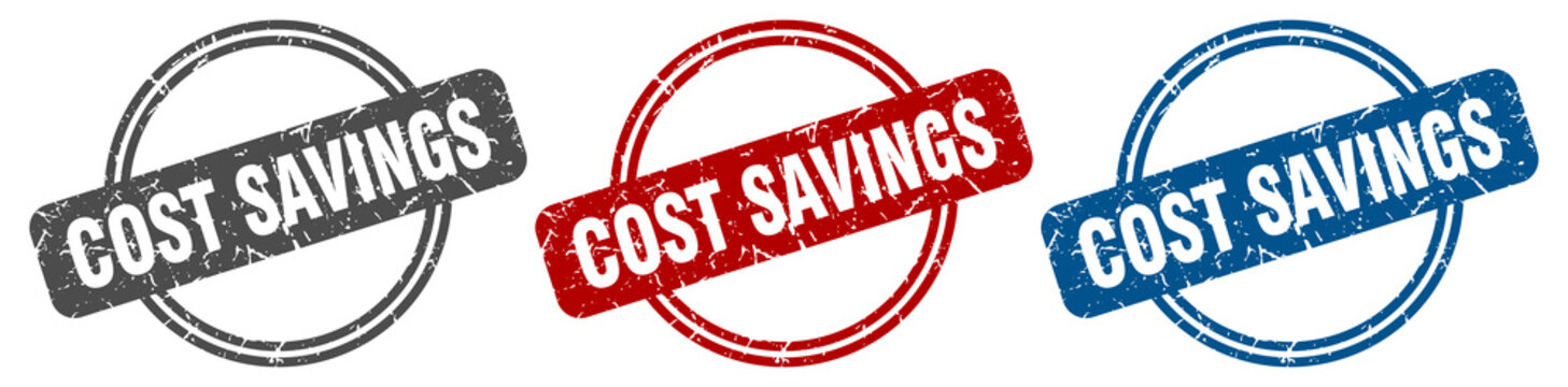 cost savings stamp. cost savings sign. cost savings label set