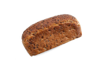 isolated bread with flax seeds on its side on a white background view from above
