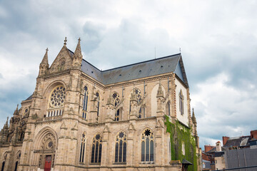 Fototapeta na wymiar RENNES, FRANCE - April 28, 2018: Traditional Cathedral building in Rennes, France