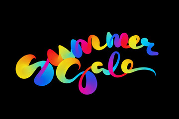 summer sale bright multicolored rainbow letters lettering on a black background