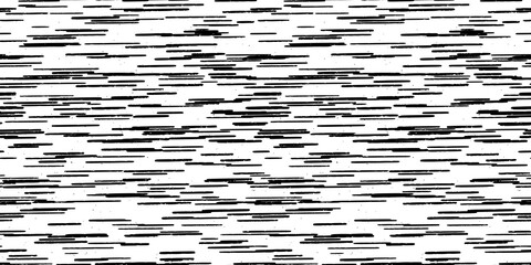Hand-drawn black and white seamless texture with dashed strokes. Vector repeat pattern.