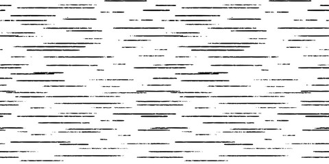 Fototapeta premium Hand-drawn black and white seamless texture with dashed strokes. Vector repeat pattern.