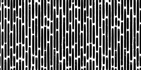 Hand-drawn black and white seamless texture with dashed strokes. Vector repeat pattern.