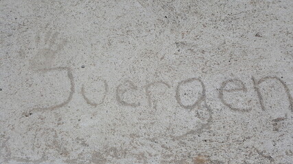 ''Juergen'' in Beton geschrieben, Mallorca