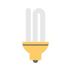 Energy saving fluorescent light bulb icon illustration in flat design style.