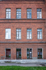 Vintage architecture classical facade apartment red brick building