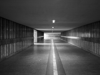 Underground tunnel in Poznan. Poland.