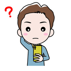 スマホを見て疑問を感じている男性