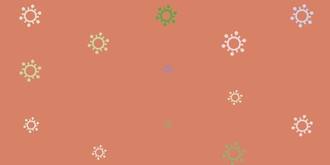 Light Multicolor vector pattern with coronavirus elements.