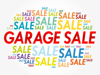 GARAGE SALE word cloud collage, business concept background