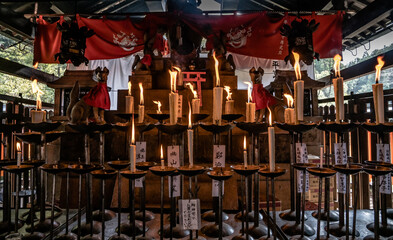 Candles and statues