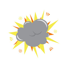 Explosion. Boom! Symbol, sticker tag, special offer label, advertising badge. Sign banner. Comics speech bubble bang. Clouds for explosions like boom.
