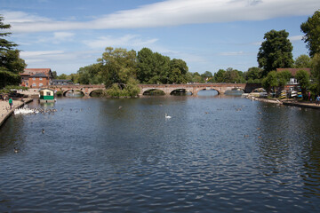 Fototapeta na wymiar The Bridge Foot spanning The River Avon in Stratford upon Avon in Warwickshire in the UK