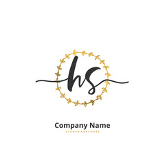 H S HS Initial handwriting and signature logo design with circle. Beautiful design handwritten logo for fashion, team, wedding, luxury logo.