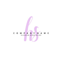 H S HS Initial handwriting and signature logo design with circle. Beautiful design handwritten logo for fashion, team, wedding, luxury logo.