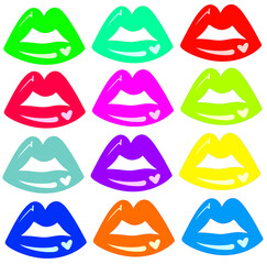 set of colorful lips