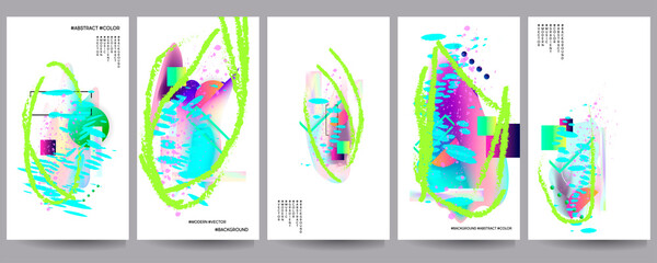 Set of abstract pearlescent foil creative universal artistic templates. Good for poster, card, invitation, flyer, cover, banner, placard, brochure and other graphic design. Vector illustration