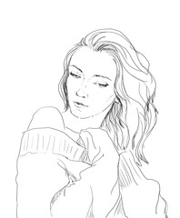 hand drawing sketching art of woman portret © eugeneudav