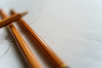 How to draw. The artist worskspace with pencils on the white paper, art, craft, creativity, inspiration, concepts