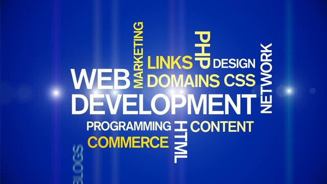 4k Web Development Animated Tag Word Cloud;Text Design Animation;Kinetic Typography.