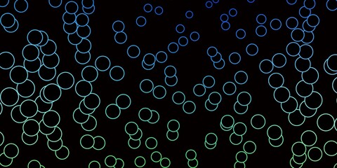 Dark Blue, Green vector background with circles. Abstract illustration with colorful spots in nature style. Pattern for websites, landing pages.