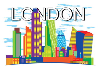 London United Kingdom skyline silhouette in colorful vector illustration .
