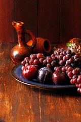 still life with plum  and grapes