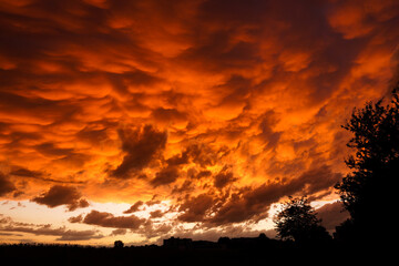 Sunset after the storm in the city