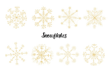 Collection of vector hand drawn snowflakes